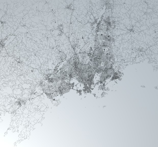 Helsinki Area Road Network and Streets Architectural 3D model