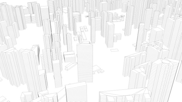 Hong Kong 18 Districts Streets and Buildings Architectural 3D Model