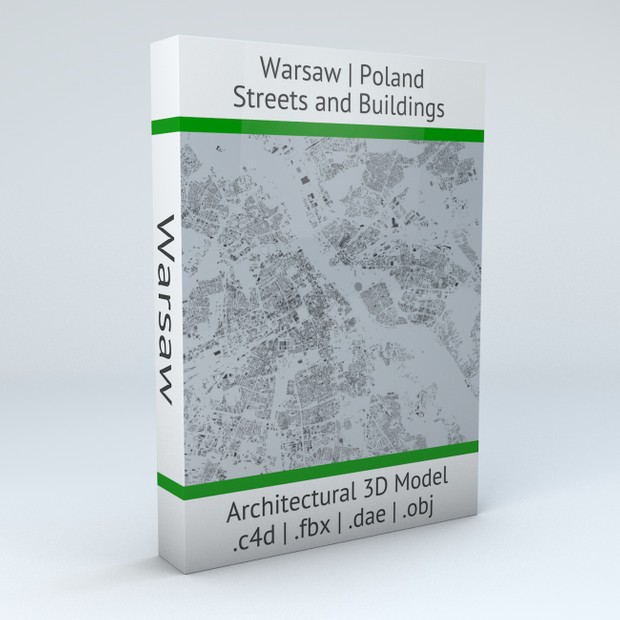 Warsaw Streets and Buildings Architectural 3D Model