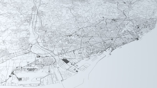 Barcelona Road Network and Streets Architectural 3D model