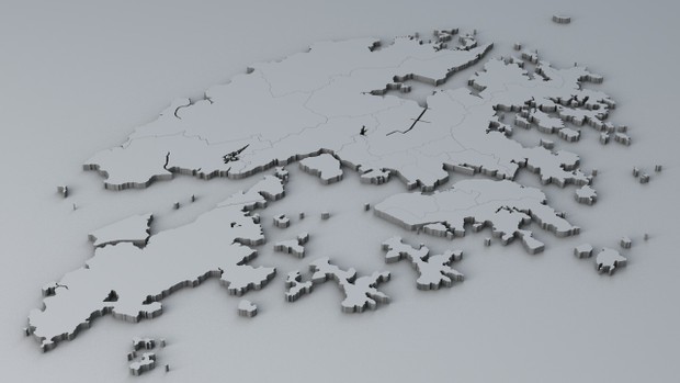 Hong Kong 18 Districts Geographical 3D Model
