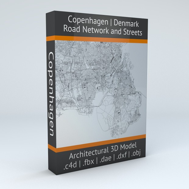Copenhagen Road Network and Streets Architectural 3D model