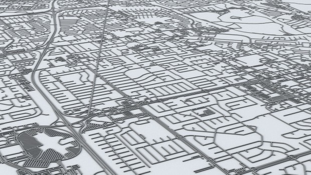 San Francisco Bay Eastern Side Area Road Network Architectural 3D Model