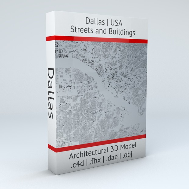 Dallas Streets and Buildings Architectural 3D Model