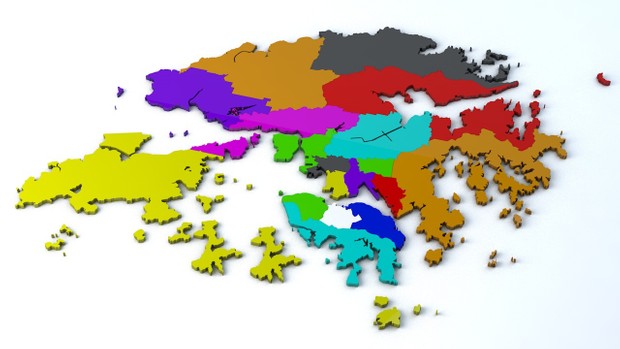 Hong Kong 18 Districts Geographical 3D Model