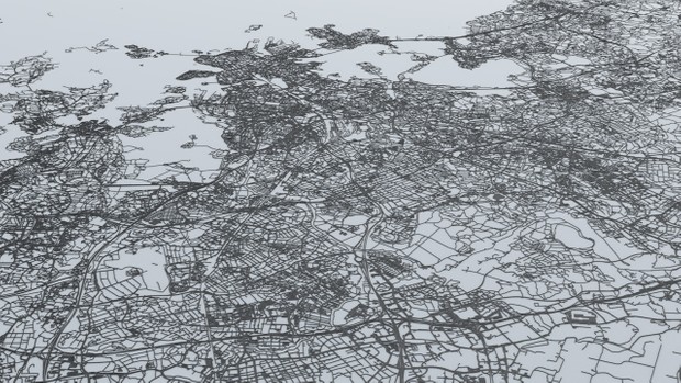 Helsinki Area Road Network and Streets Architectural 3D model