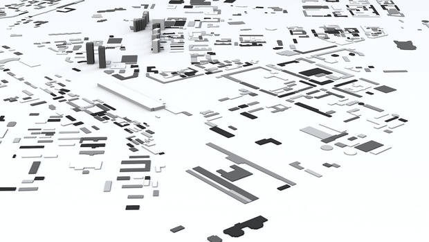 Pyongyang Downtown Area Streets and Buildings Architectural 3D Model