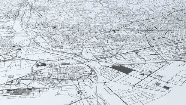 Barcelona Road Network and Streets Architectural 3D model