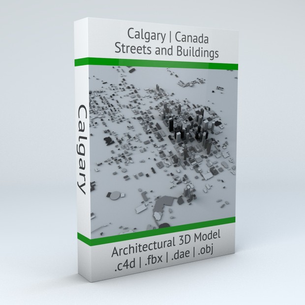 Calgary Streets and Buildings Architectural 3D Model
