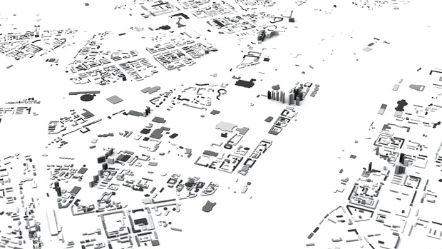 Pyongyang Downtown Area Streets and Buildings Architectural 3D Model