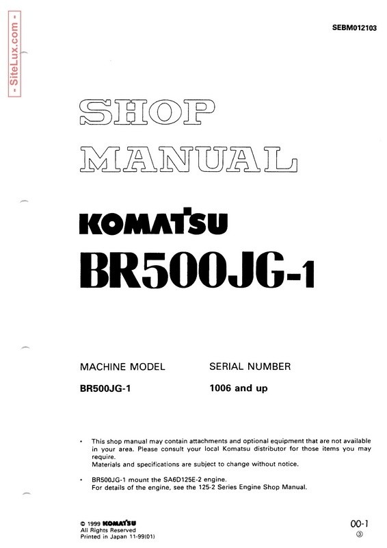 Komatsu BR500JG-1 Mobile Crusher Shop Manual - SEBM012103