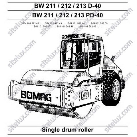 Bomag BW 211/212/213 D-40/PD-40 Single Drum Roller Operation & Maintenance Instructions