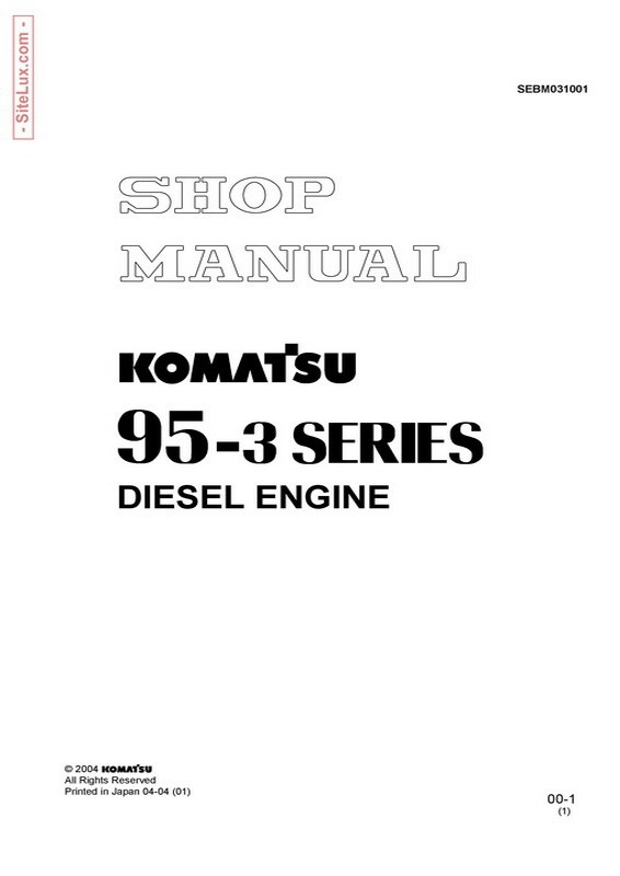 Komatsu 95-3 Series Diesel Engine Shop Manual - SEBM031001