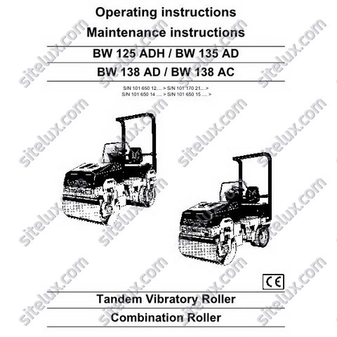 Bomag BW 125 ADH / BW 135 AD / BW 138 AD / BW 138 AC Operation & Maintenance Instructions