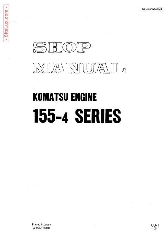 Komatsu 155-4 Series Diesel Engine Shop Manual - SEBE6120A04