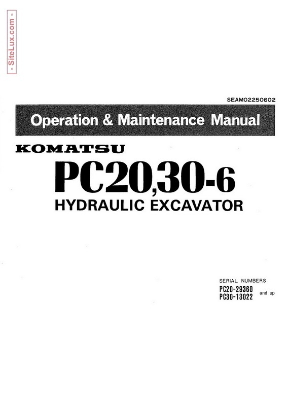 Komatsu PC20-6, PC30-6 Hydraulic Excavator OM Manual - SEAM02250602