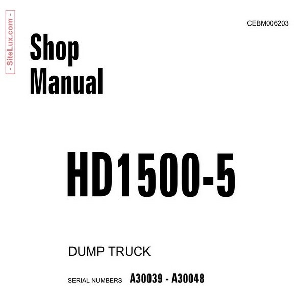Komatsu D1500-5 Dump Truck Shop Manual - CEBM006203