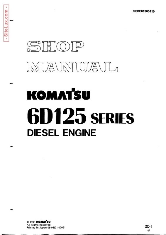 Komatsu 6D125 Series Diesel Engine Shop Manual - SEBE61500110