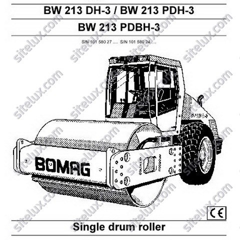 Bomag BW 213 DH-3/PDH-3/PDBH-3 Single Drum Roller Operation & Maintenance Instructions