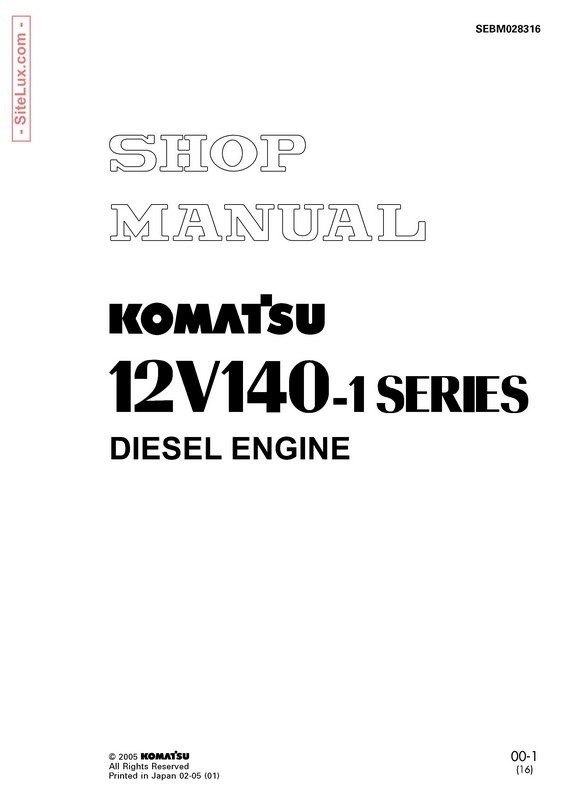Komatsu 12V140-1 Series Diesel Engine Shop Manual - SEBM028316
