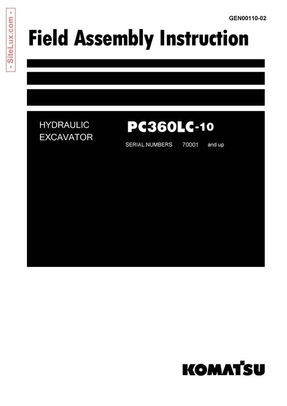 Komatsu PC360LC-10 Hydraulic Excavator (70001 and up) Field Assembly Instruction - GEN00110-02
