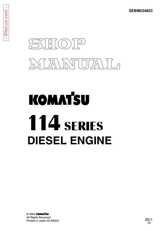 Komatsu 114E-2 Series Diesel Engine Shop Manual - SEBM024603