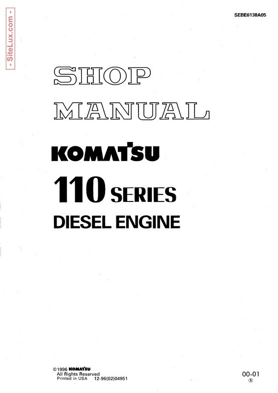 Komatsu 110 Series Diesel Engine Shop Manual - SEBE6138A05
