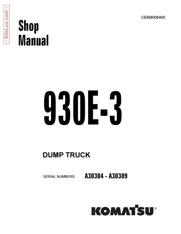 Komatsu 930E-3 Dump Truck Shop Manual - CEBM008400