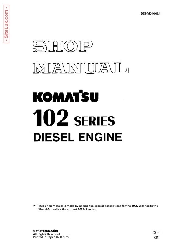 Komatsu 102 Series Diesel Engine Shop Manual - SEBM010021