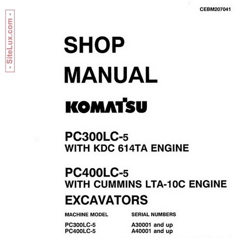 komatsu pc300lc 5 pc400lc 5 hydraulic excavator shop