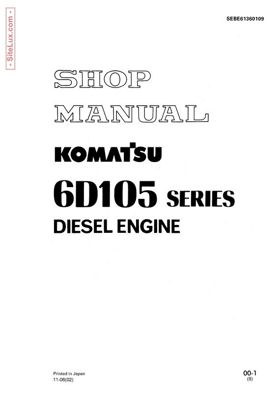 Komatsu 6D105 Series Diesel Engine Shop Manual - SEBE61360109