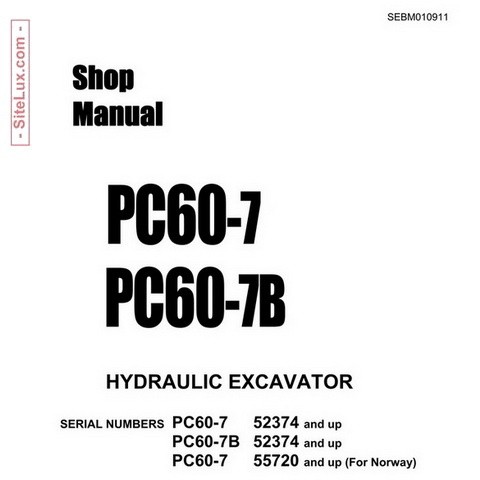 komatsu pc60 7 pc60 7b hydraulic excavator shop manu