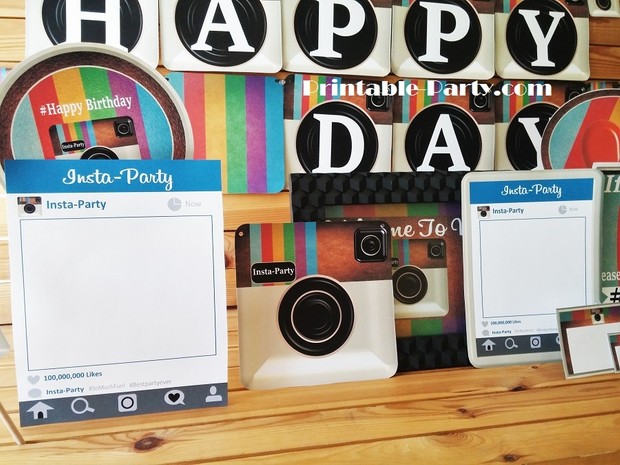 Insta-Party Theme Printable Birthday Supplies-Rainbow