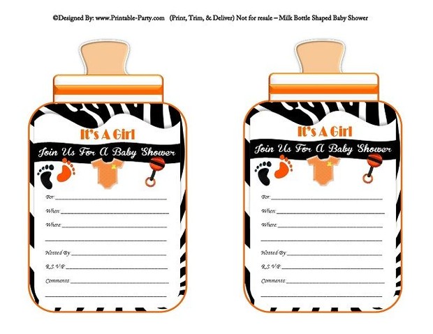 printable-black-orange-zebra-feet-girl-baby-bottle-shaped-baby-shower-invitations
