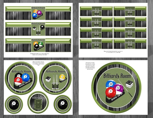 Printable Billiards Room Party Supplies