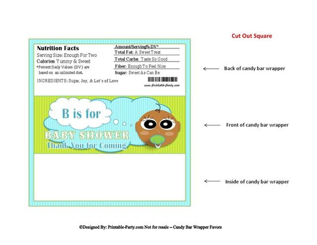 Blue & Green Stripes Boy Baby Shower Candy Wrapper Favor