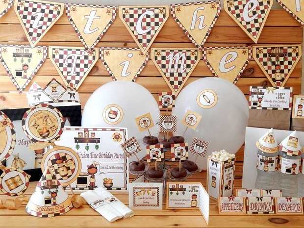 Kitchen Time Vanilla Character Printable Birthday Party Supplies