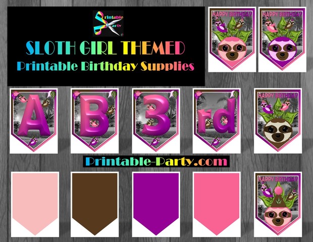 sloth-girl-themed-printable-birthday-party-supplies