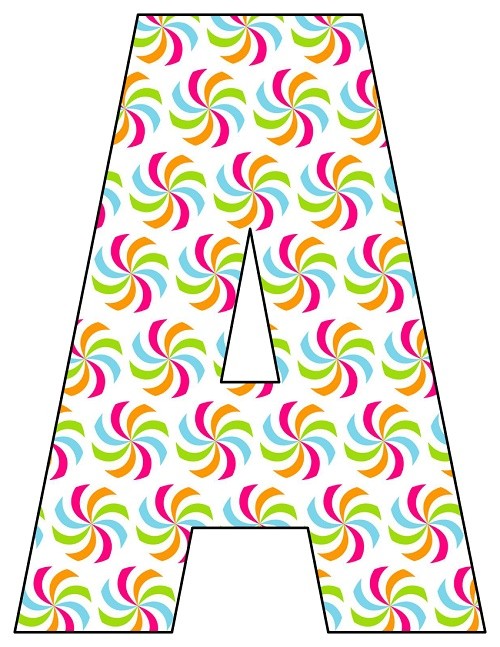 8X10.5 Inch Rainbow Candy Printable Letters A-Z, 0-9