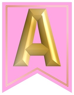 swallowtail printable alphabet banner letters pink gol printable