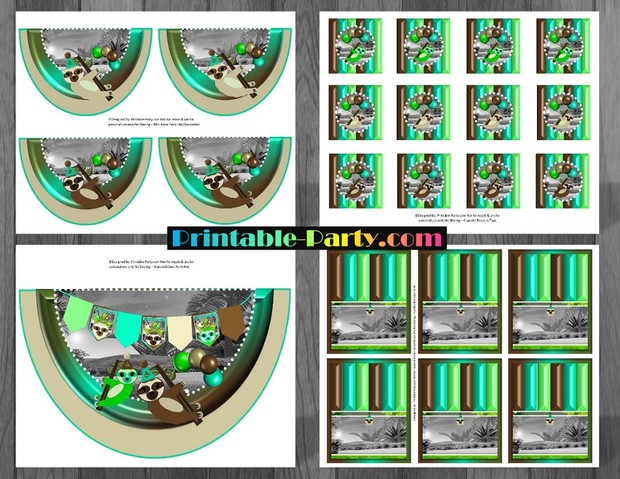 Sloth Theme Printable Party Supplies and Decorations