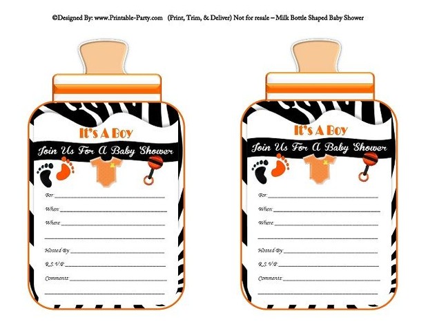 printable-black-orange-zebra-feet-boy-baby-bottle-shaped-baby-shower-invitations