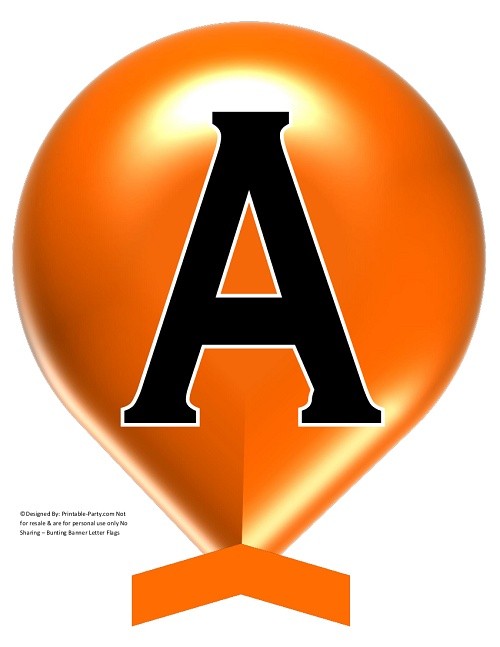 large orange balloon printable banner letters a z 0 9