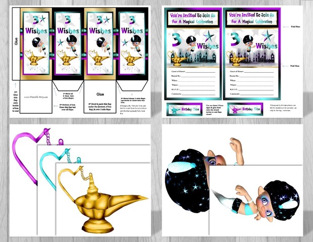 3 Wishes Genie Printable Party Supplies