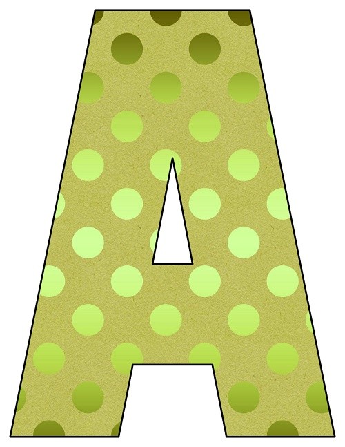 8X10.5 Inch Green Foil Dots Printable Letters A-Z, 0-9