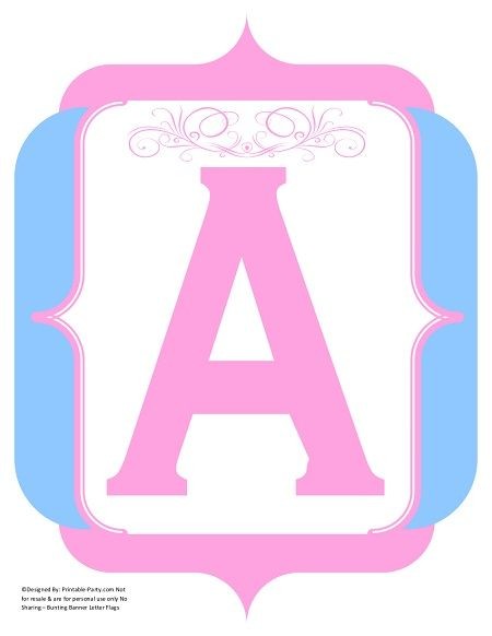 fancy light pink blue printable banners letters number