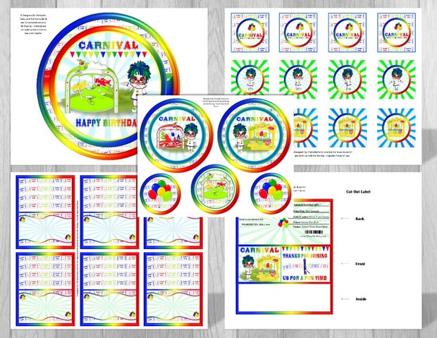 Printable Carnival Theme Party Decorations Blue Clown