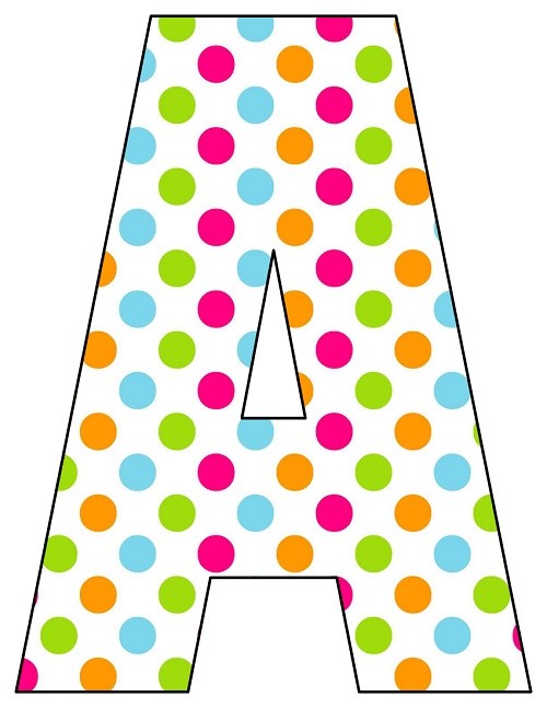 8X10.5 Inch Rainbow Dot Printable Letters A-Z, 0-9