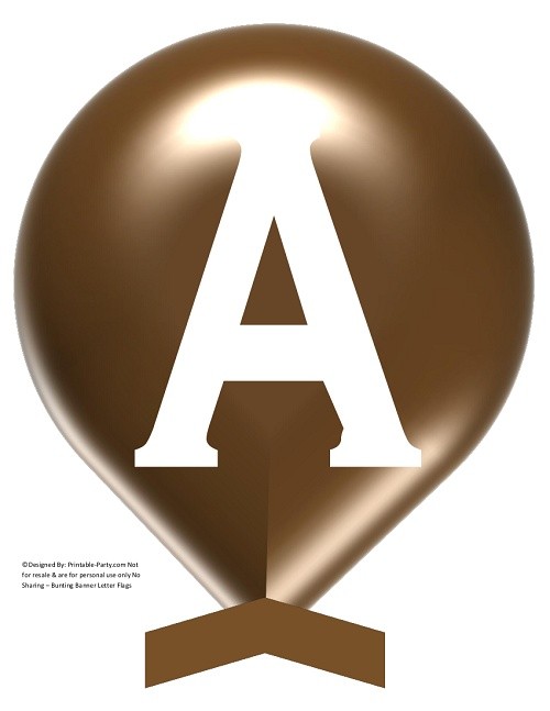 Large Brown White Balloon Printable Banner Letters A Z Printable