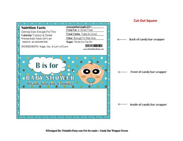 Blue Dots Boy Baby Shower Candy Wrapper Favor